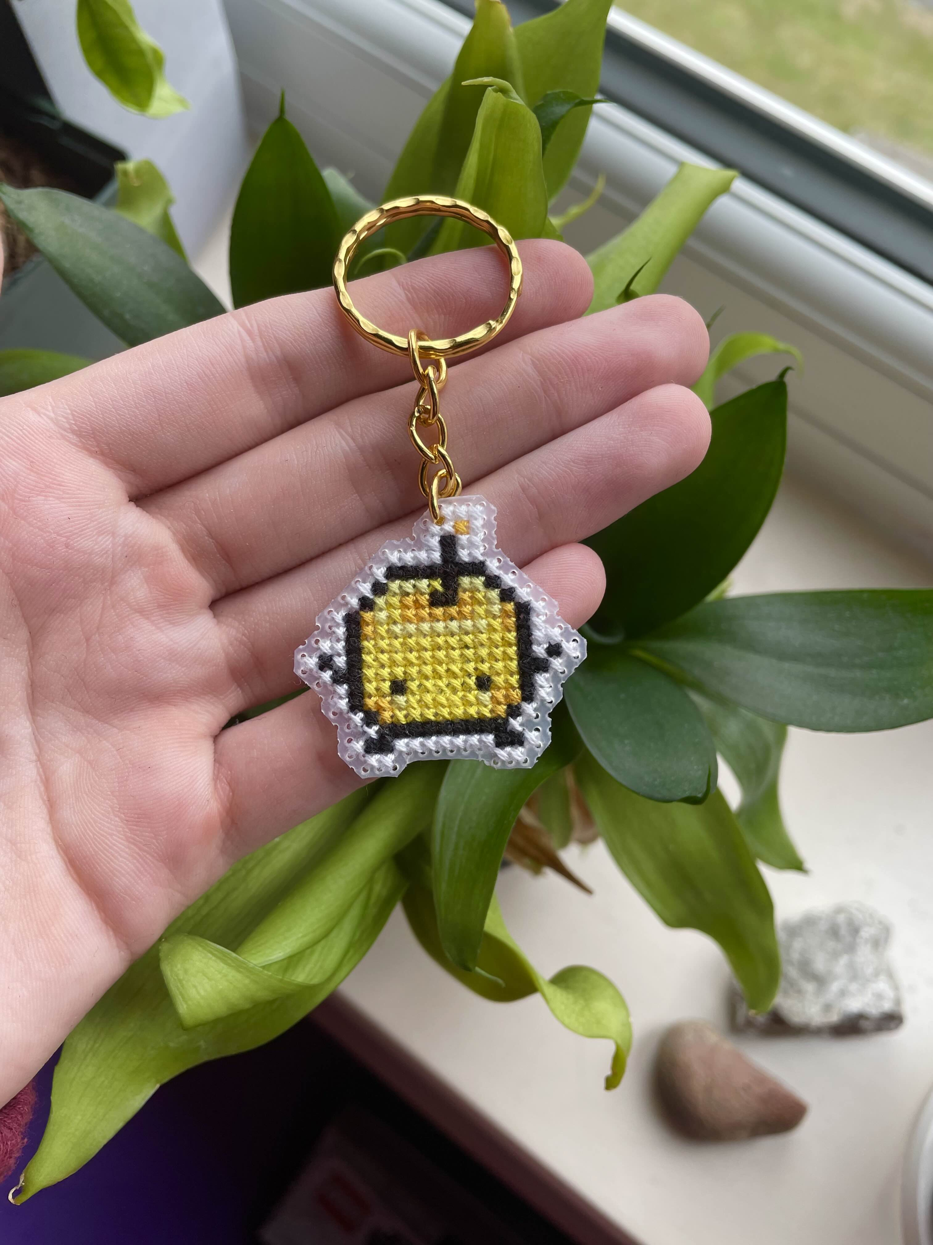 Junimo Cross Stitch Keychain