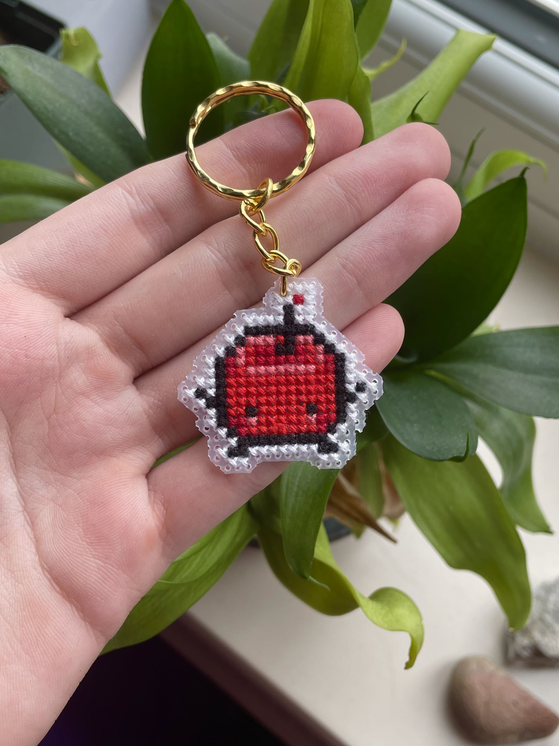 Junimo Cross Stitch Keychain