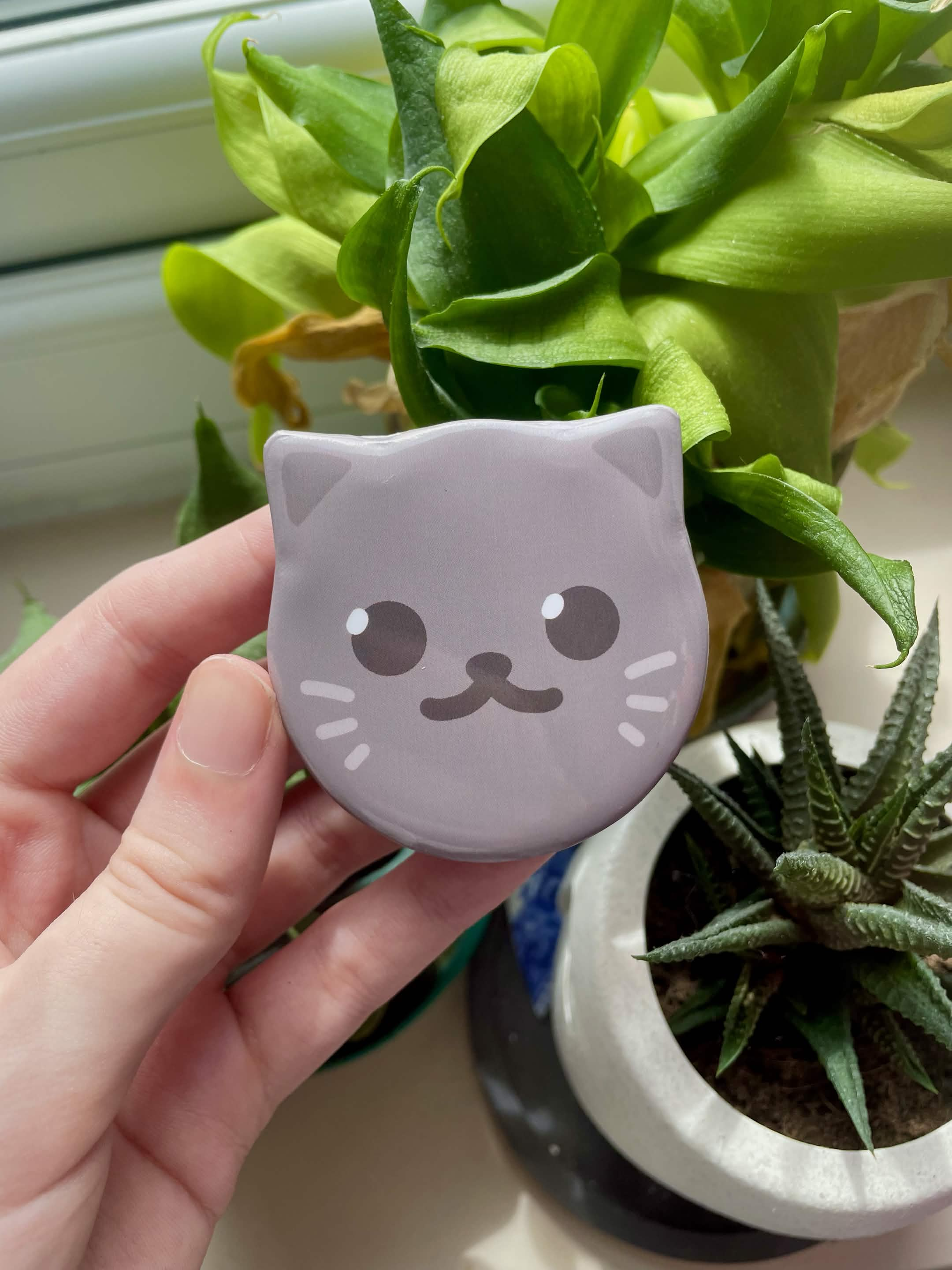 Kitty Emoji Large Button Pin
